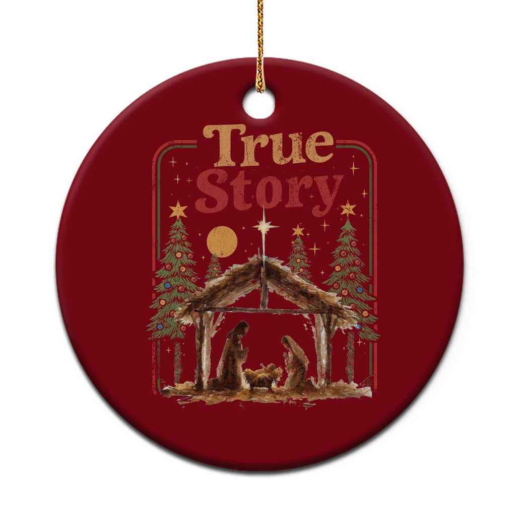 Vintage Nativity Scene Ceramic Ornament Christian Christmas True Story Jesus Birth TS10 1pc Red Print Your Wear