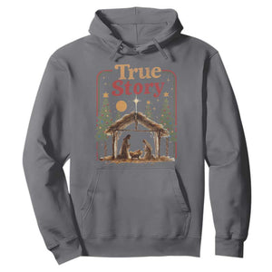 Vintage Nativity Scene Hoodie Christian Christmas True Story Jesus Birth TS10 Charcoal Print Your Wear