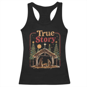 Vintage Nativity Scene Racerback Tank Top Christian Christmas True Story Jesus Birth TS10 Black Print Your Wear