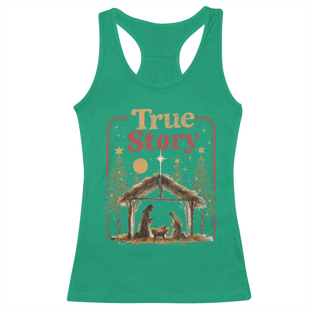 Vintage Nativity Scene Racerback Tank Top Christian Christmas True Story Jesus Birth TS10 Irish Green Print Your Wear
