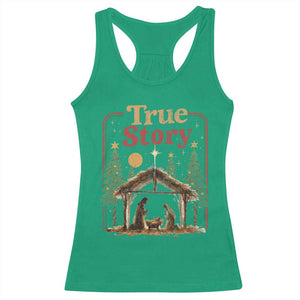 Vintage Nativity Scene Racerback Tank Top Christian Christmas True Story Jesus Birth TS10 Irish Green Print Your Wear