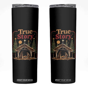 Vintage Nativity Scene Skinny Tumbler Christian Christmas True Story Jesus Birth TS10 Black Print Your Wear
