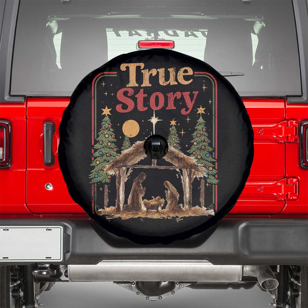 Vintage Nativity Scene Spare Tire Cover Christian Christmas True Story Jesus Birth TS10 Black Print Your Wear