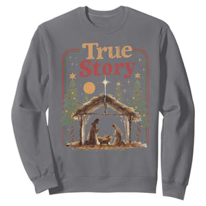 Vintage Nativity Scene Sweatshirt Christian Christmas True Story Jesus Birth TS10 Charcoal Print Your Wear