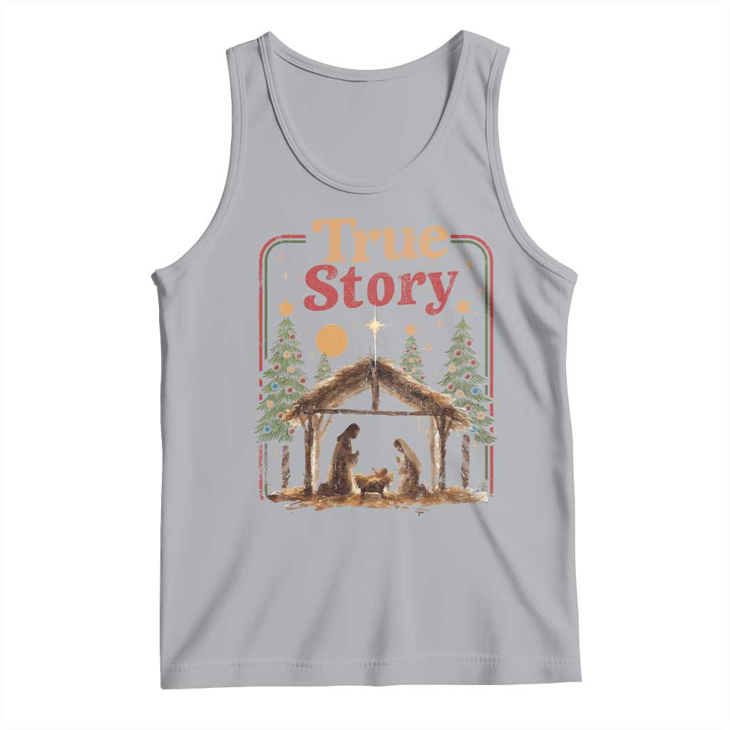 Vintage Nativity Scene Tank Top Christian Christmas True Story Jesus Birth TS10 Athletic Heather Print Your Wear