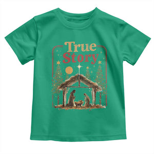 Vintage Nativity Scene Toddler T Shirt Christian Christmas True Story Jesus Birth TS10 Irish Green Print Your Wear