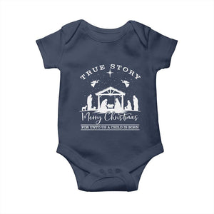 True Story Merry Christmas Baby Onesie Christian Xmas True Story Jesus Birth TS10 Navy Print Your Wear