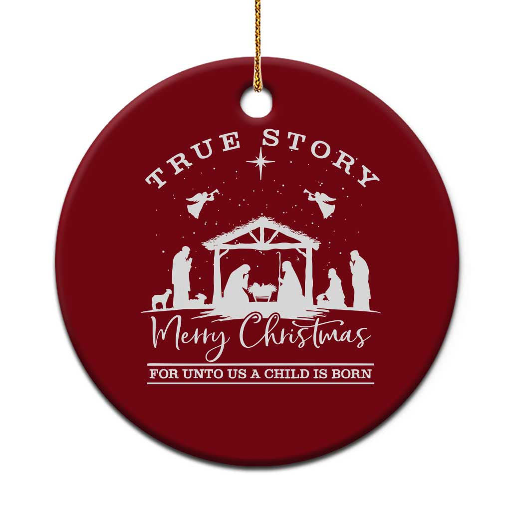 True Story Merry Christmas Ceramic Ornament Christian Xmas True Story Jesus Birth TS10 1pc Red Print Your Wear
