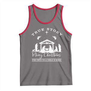 True Story Merry Christmas Tank Top Christian Xmas True Story Jesus Birth TS10 Deep Heather Red Print Your Wear