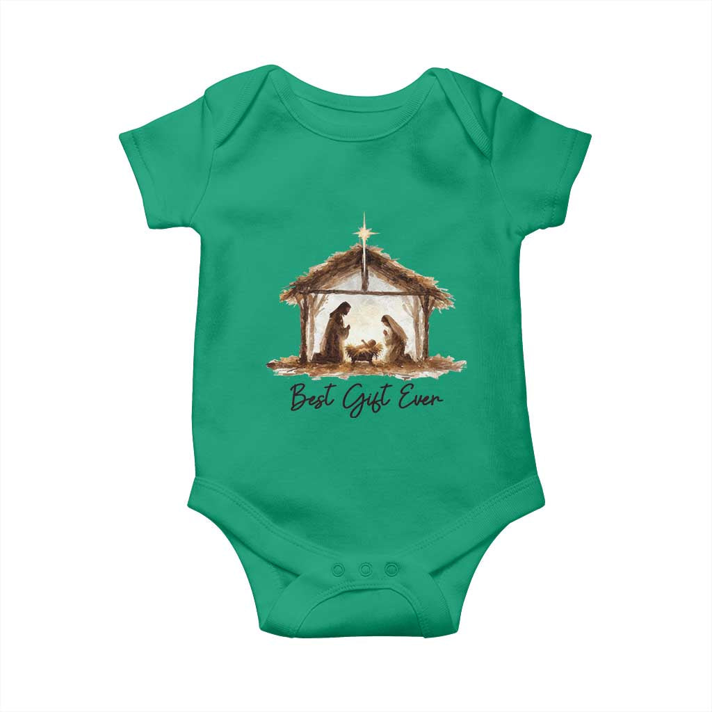 Nativity Scene Baby Onesie Christian Christmas Jesus Best Gift Ever TS10 Irish Green Print Your Wear