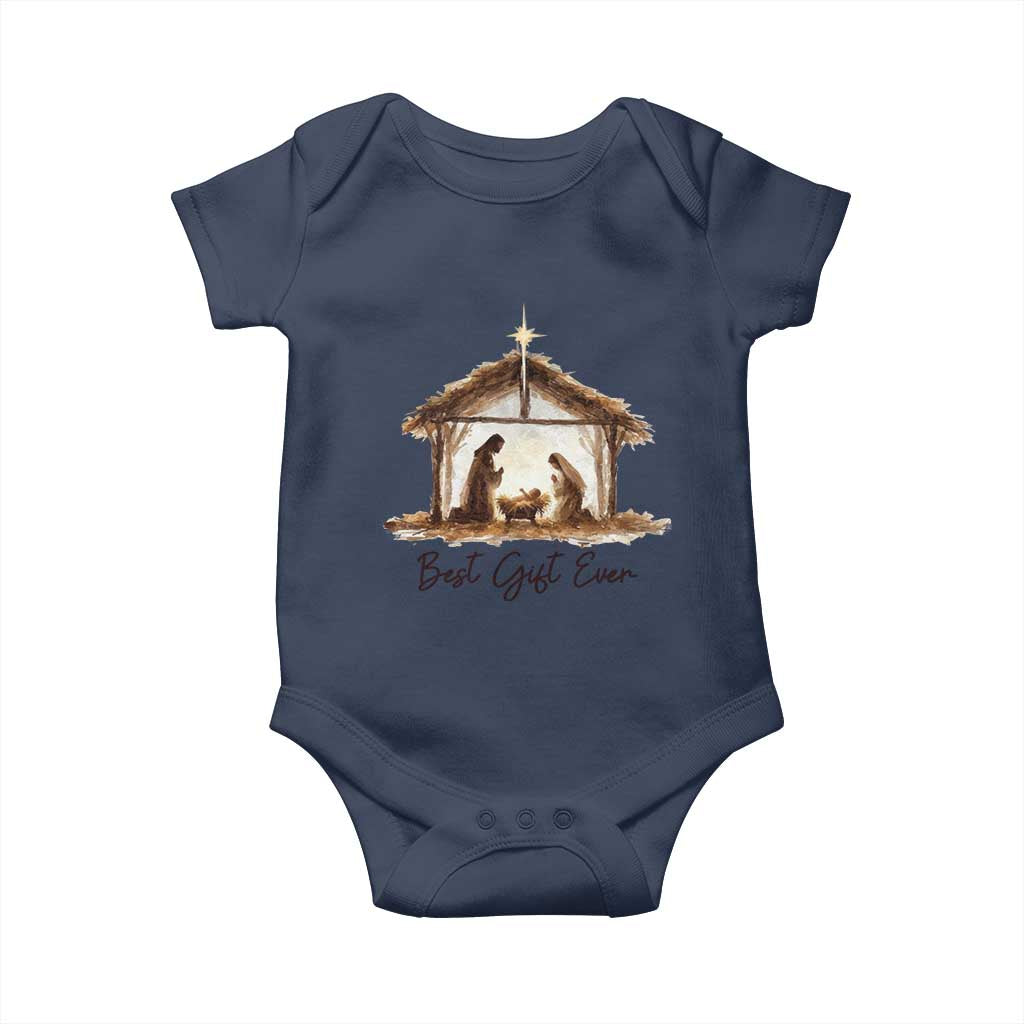 Nativity Scene Baby Onesie Christian Christmas Jesus Best Gift Ever TS10 Navy Print Your Wear
