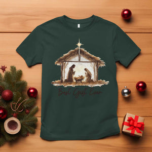Nativity Scene T Shirt Christian Christmas Jesus Best Gift Ever TS10 Dark Forest Green Print Your Wear