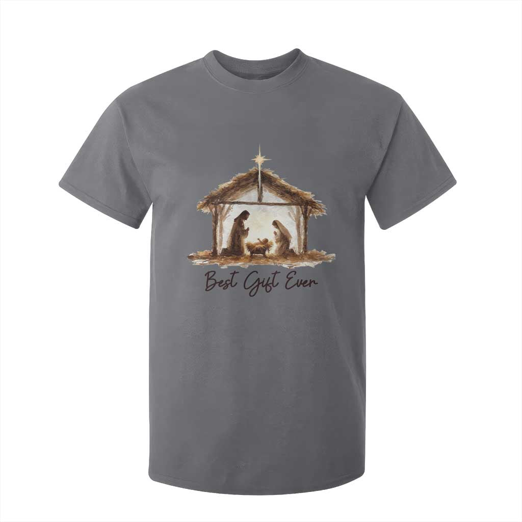 Nativity Scene T Shirt For Kid Christian Christmas Jesus Best Gift Ever TS10 Charcoal Print Your Wear