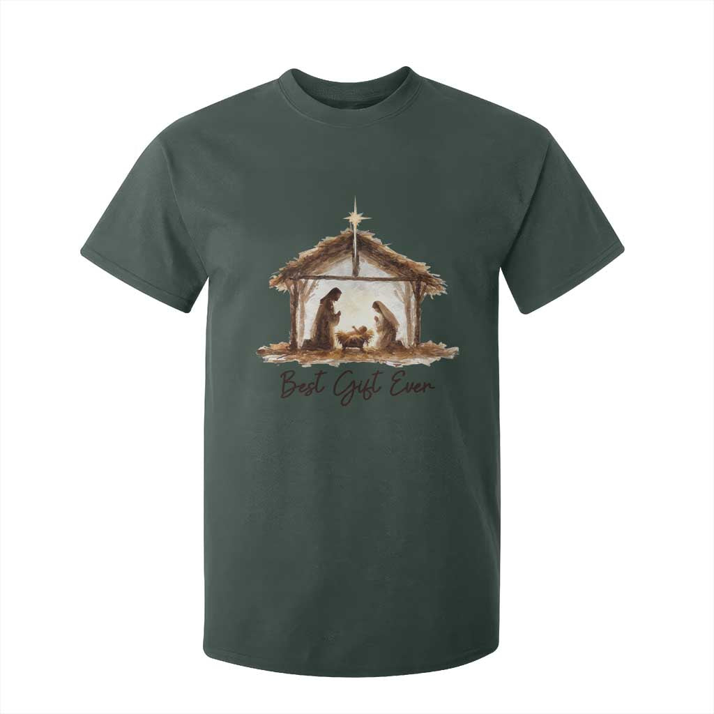 Nativity Scene T Shirt For Kid Christian Christmas Jesus Best Gift Ever TS10 Dark Forest Green Print Your Wear