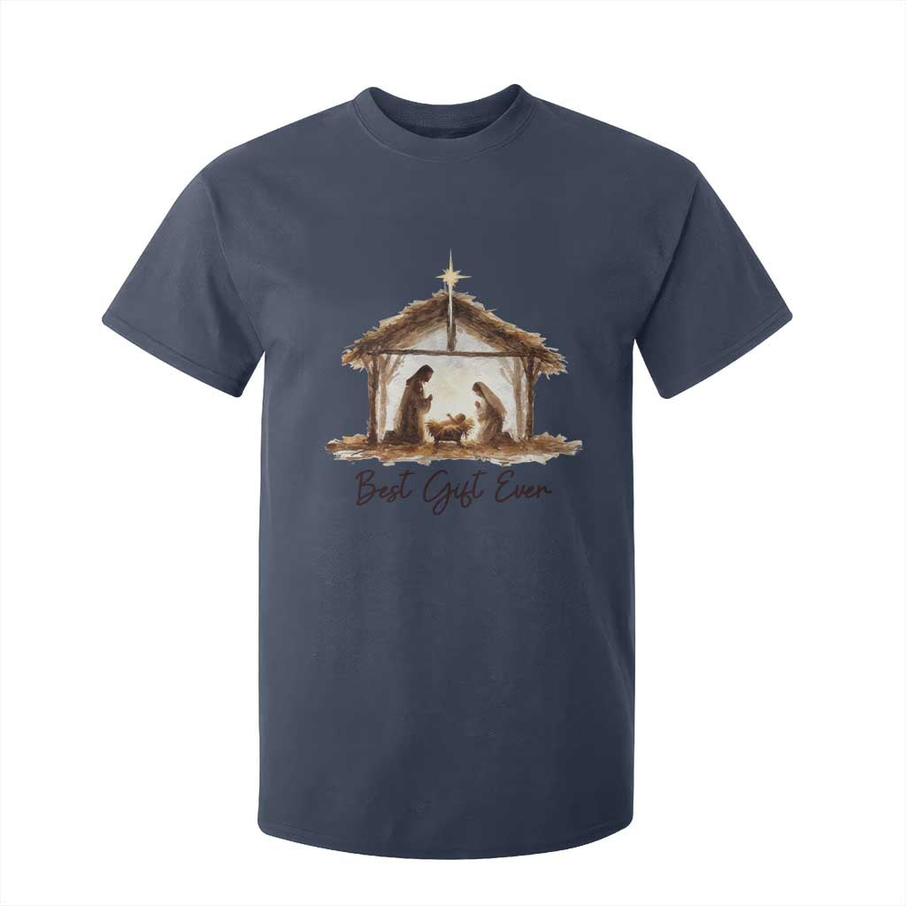 Nativity Scene T Shirt For Kid Christian Christmas Jesus Best Gift Ever TS10 Navy Print Your Wear