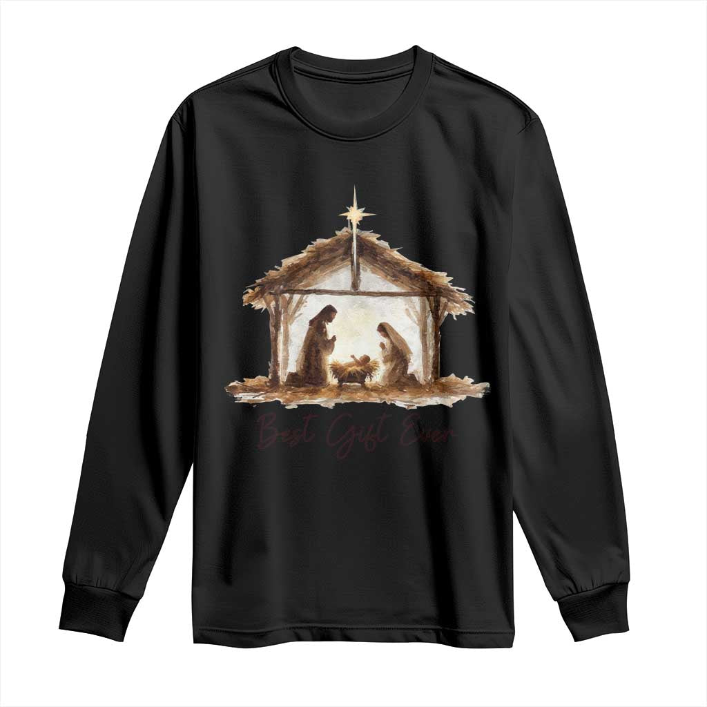 Nativity Scene Long Sleeve Shirt Christian Christmas Jesus Best Gift Ever TS10 Black Print Your Wear