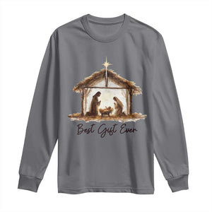 Nativity Scene Long Sleeve Shirt Christian Christmas Jesus Best Gift Ever TS10 Charcoal Print Your Wear