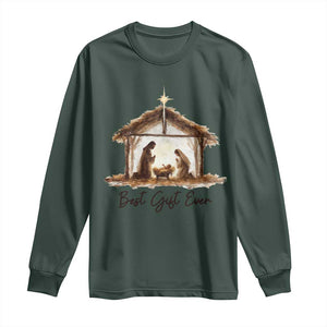 Nativity Scene Long Sleeve Shirt Christian Christmas Jesus Best Gift Ever TS10 Dark Forest Green Print Your Wear
