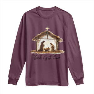 Nativity Scene Long Sleeve Shirt Christian Christmas Jesus Best Gift Ever TS10 Maroon Print Your Wear
