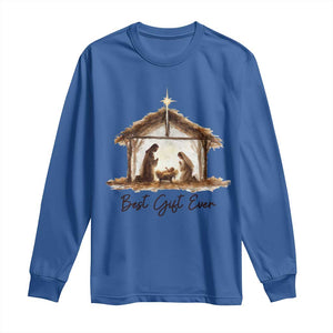 Nativity Scene Long Sleeve Shirt Christian Christmas Jesus Best Gift Ever TS10 Royal Blue Print Your Wear