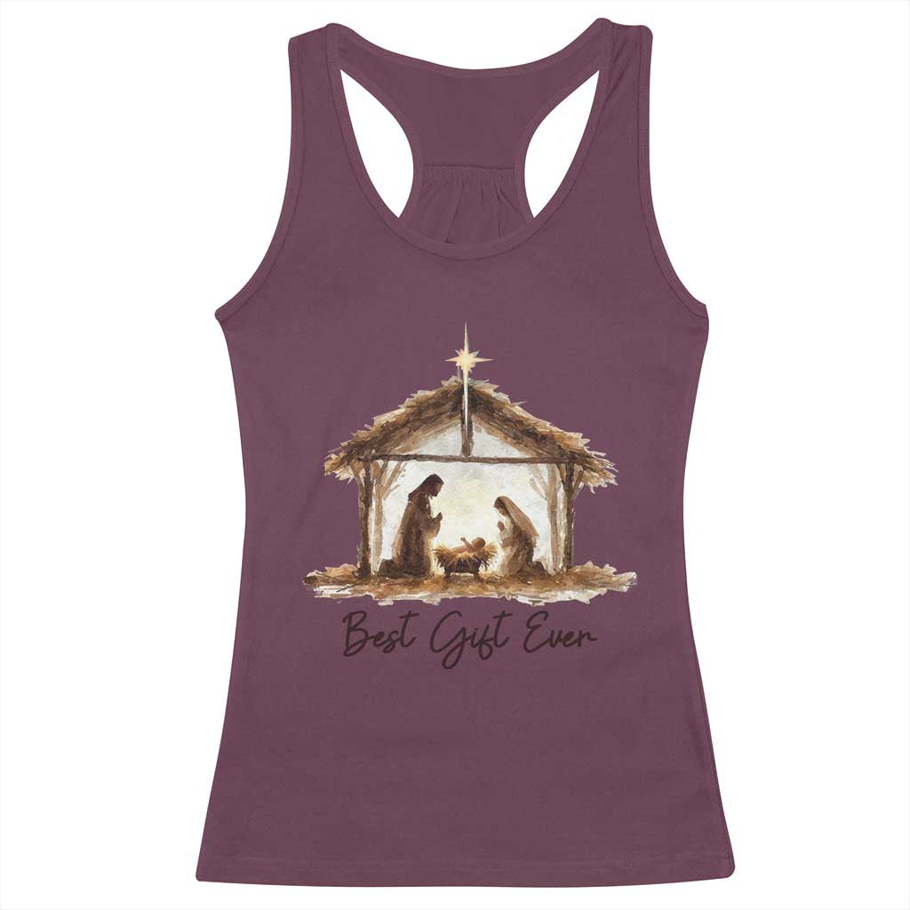 Nativity Scene Racerback Tank Top Christian Christmas Jesus Best Gift Ever TS10 Maroon Print Your Wear