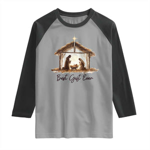 Nativity Scene Raglan Shirt Christian Christmas Jesus Best Gift Ever TS10 Sport Gray Black Print Your Wear