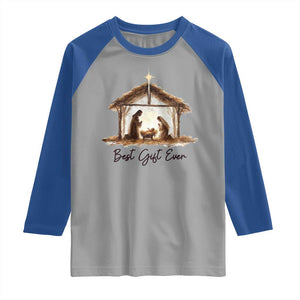 Nativity Scene Raglan Shirt Christian Christmas Jesus Best Gift Ever TS10 Sport Gray Royal Print Your Wear