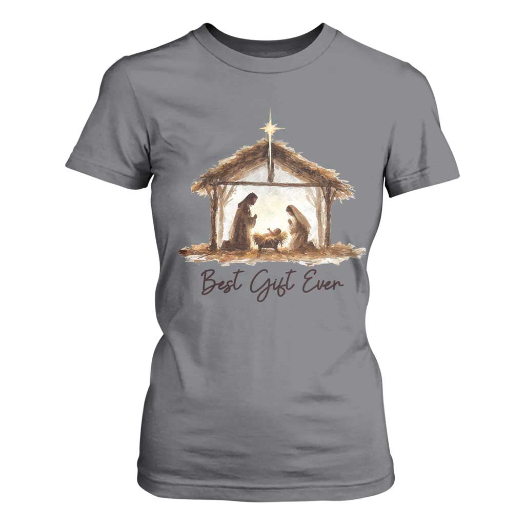 Nativity Scene T Shirt For Women Christian Christmas Jesus Best Gift Ever TS10 Charcoal Print Your Wear