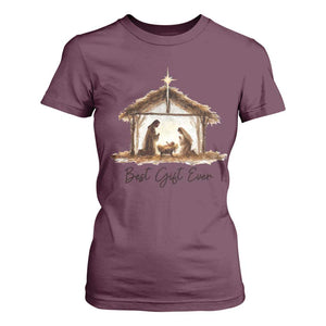 Nativity Scene T Shirt For Women Christian Christmas Jesus Best Gift Ever TS10 Maroon Print Your Wear