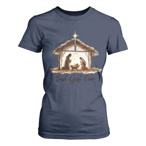 Nativity Scene T Shirt For Women Christian Christmas Jesus Best Gift Ever TS10 Navy Print Your Wear