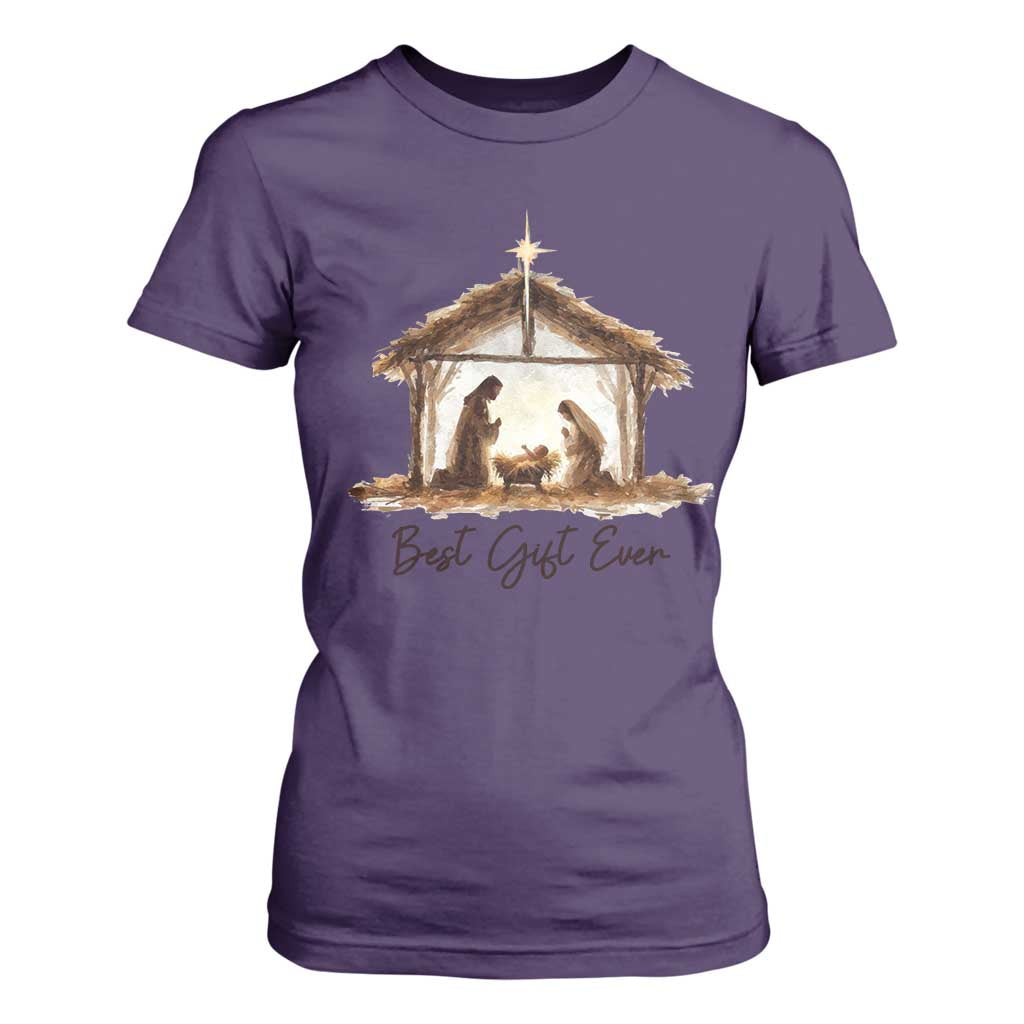 Nativity Scene T Shirt For Women Christian Christmas Jesus Best Gift Ever TS10 Purple Print Your Wear