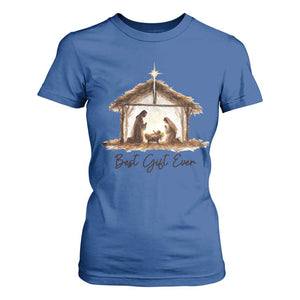 Nativity Scene T Shirt For Women Christian Christmas Jesus Best Gift Ever TS10 Royal Blue Print Your Wear
