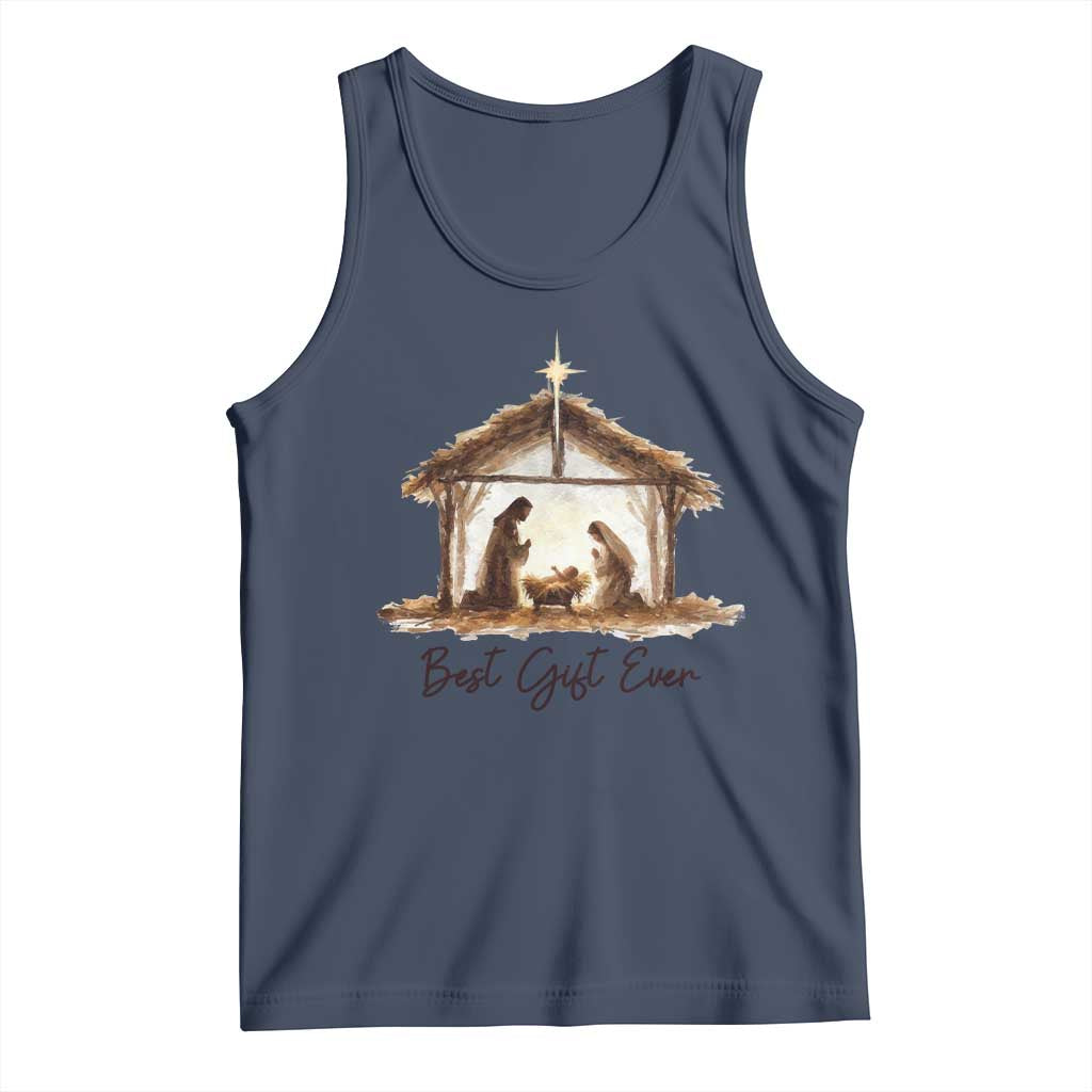 Nativity Scene Tank Top Christian Christmas Jesus Best Gift Ever TS10 Navy Print Your Wear