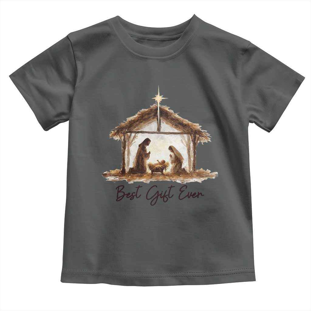 Nativity Scene Toddler T Shirt Christian Christmas Jesus Best Gift Ever TS10 Dark Heather Print Your Wear