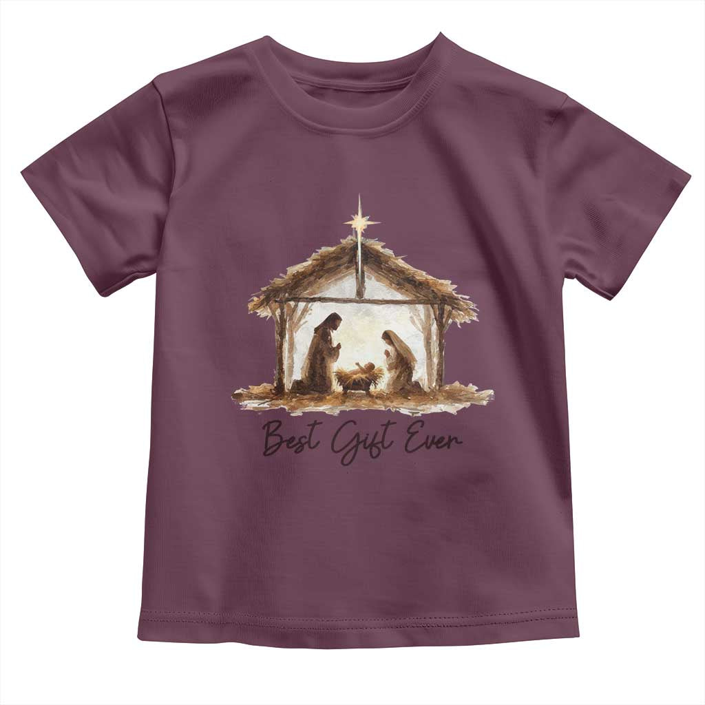 Nativity Scene Toddler T Shirt Christian Christmas Jesus Best Gift Ever TS10 Maroon Print Your Wear