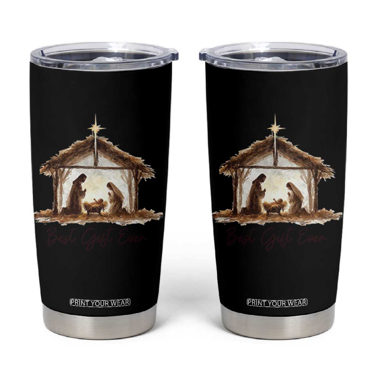 Nativity Scene Tumbler Cup Christian Christmas Jesus Best Gift Ever TS10 Black Print Your Wear