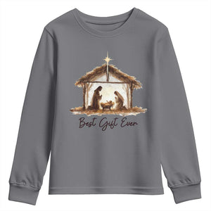 Nativity Scene Youth Sweatshirt Christian Christmas Jesus Best Gift Ever TS10 Charcoal Print Your Wear
