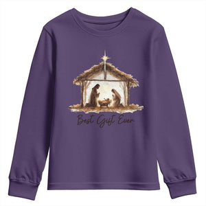 Nativity Scene Youth Sweatshirt Christian Christmas Jesus Best Gift Ever TS10 Purple Print Your Wear