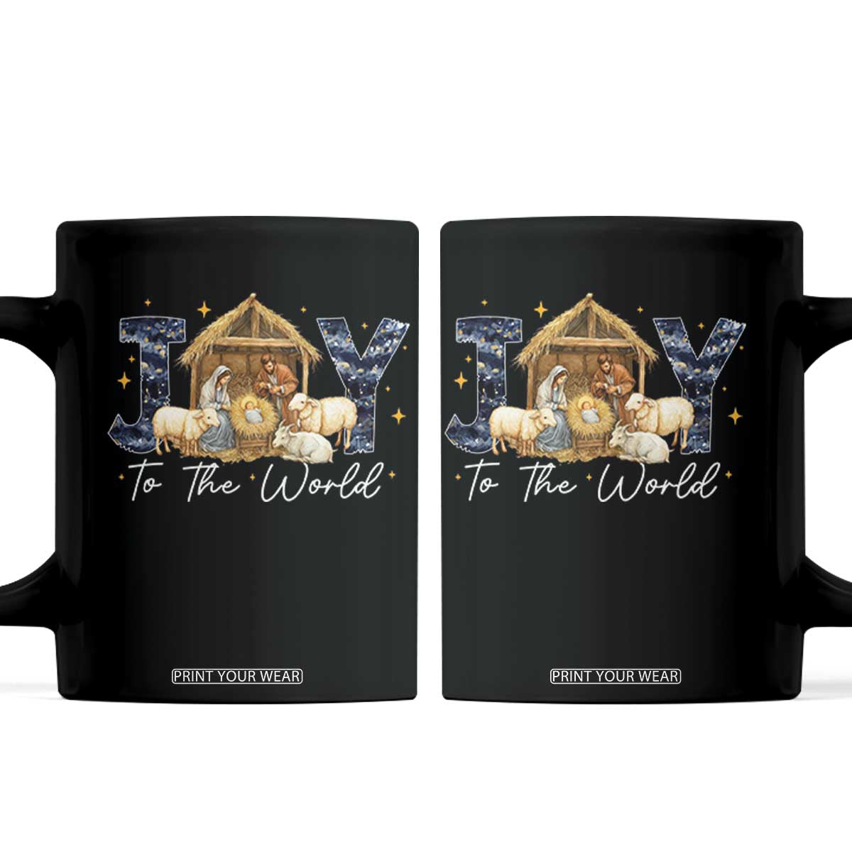 Nativity Scene Coffee Mug Christian Christmas Jesus Joy To The World TS10 Black Print Your Wear
