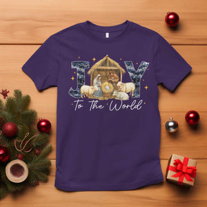 Nativity Scene T Shirt Christian Christmas Jesus Joy To The World TS10 Purple Print Your Wear