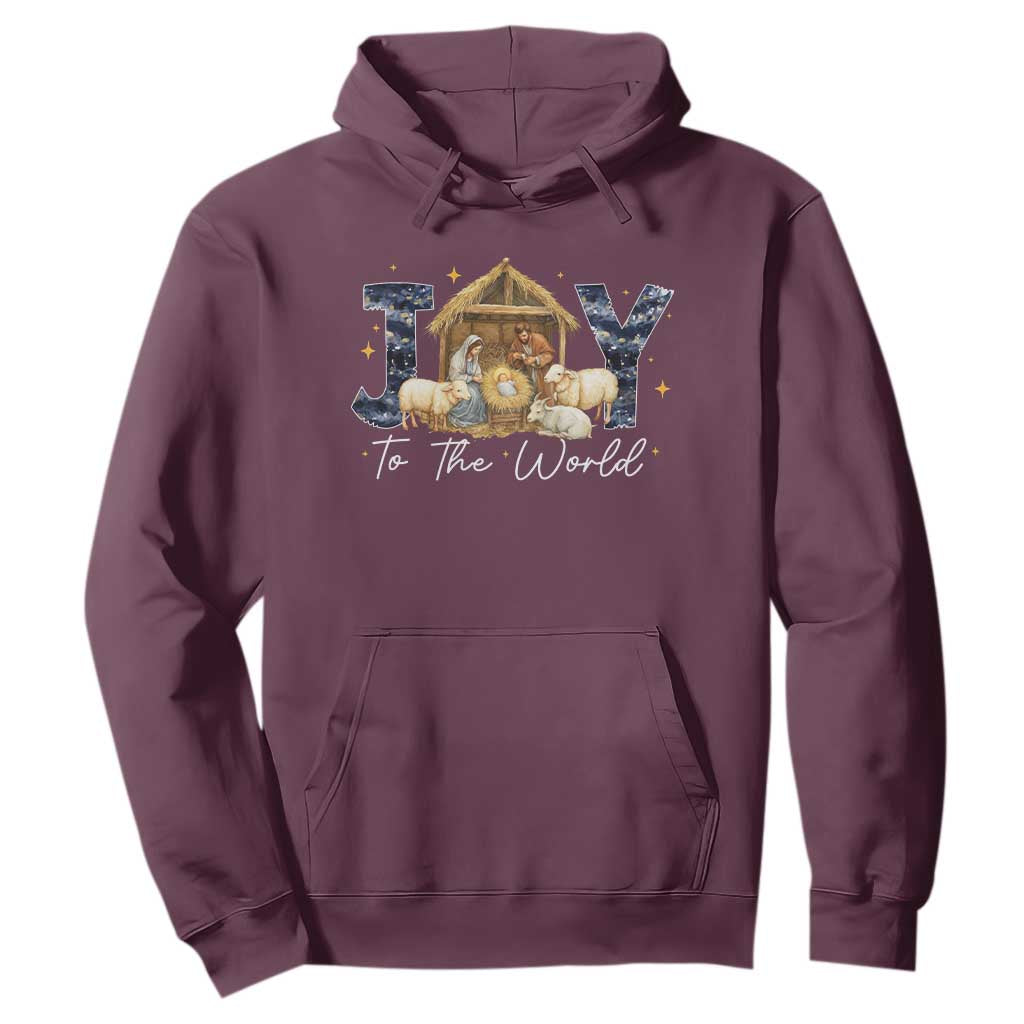 Nativity Scene Hoodie Christian Christmas Jesus Joy To The World TS10 Maroon Print Your Wear