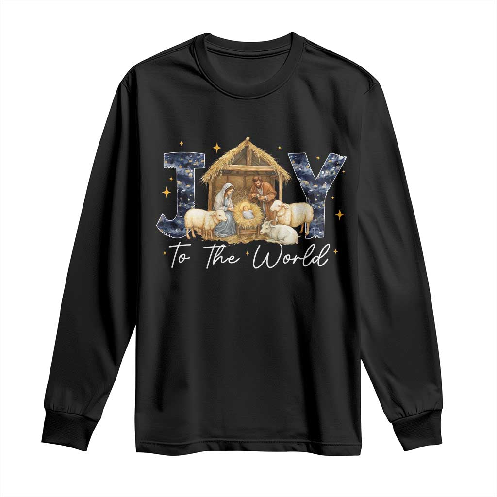 Nativity Scene Long Sleeve Shirt Christian Christmas Jesus Joy To The World TS10 Black Print Your Wear