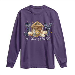 Nativity Scene Long Sleeve Shirt Christian Christmas Jesus Joy To The World TS10 Purple Print Your Wear