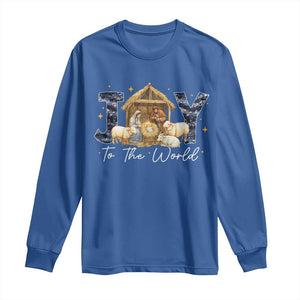 Nativity Scene Long Sleeve Shirt Christian Christmas Jesus Joy To The World TS10 Royal Blue Print Your Wear