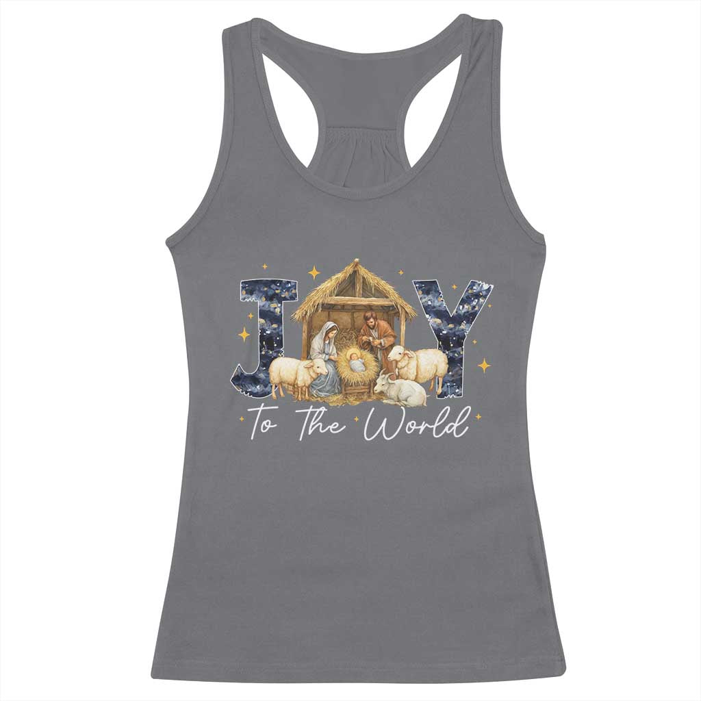 Nativity Scene Racerback Tank Top Christian Christmas Jesus Joy To The World TS10 Charcoal Print Your Wear