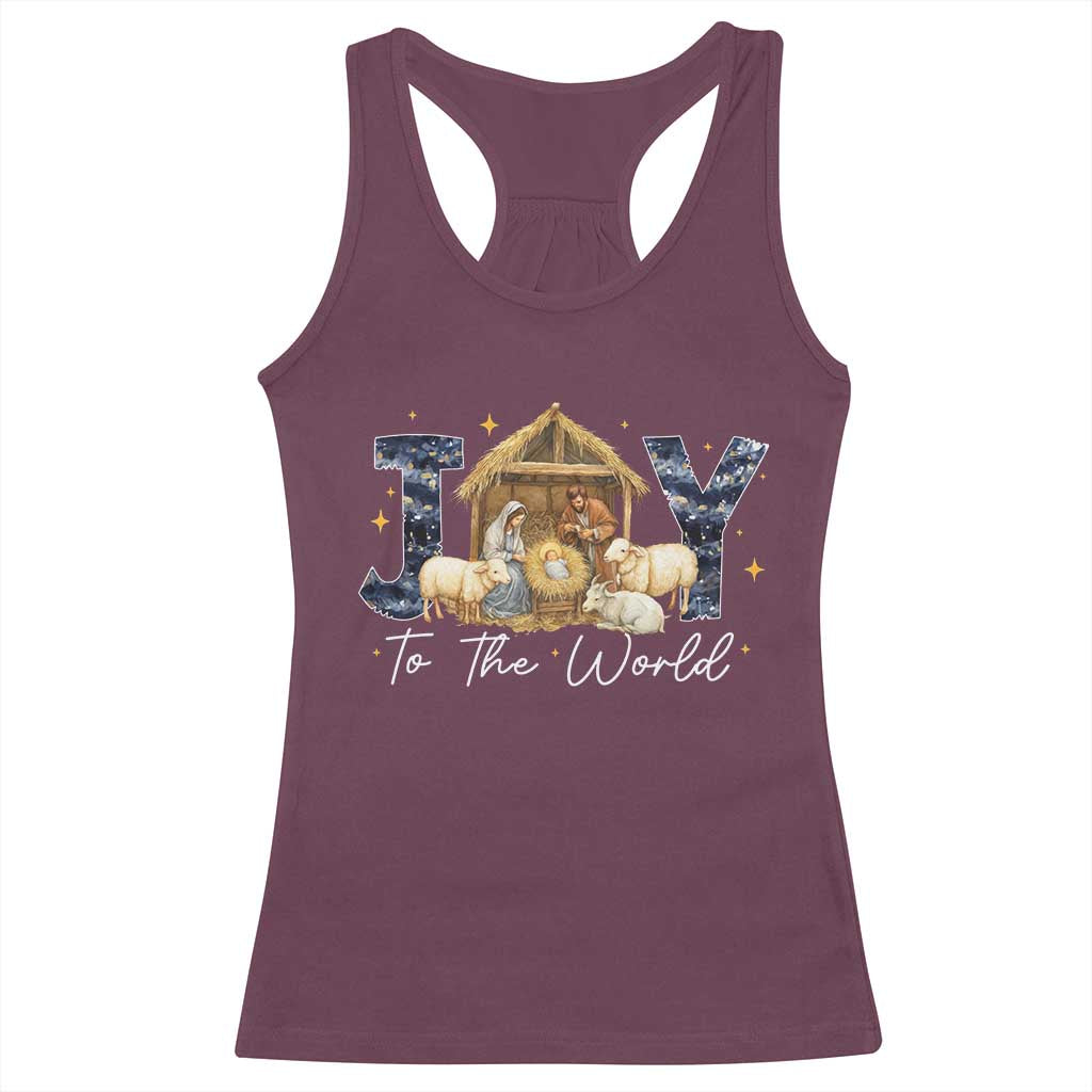 Nativity Scene Racerback Tank Top Christian Christmas Jesus Joy To The World TS10 Maroon Print Your Wear