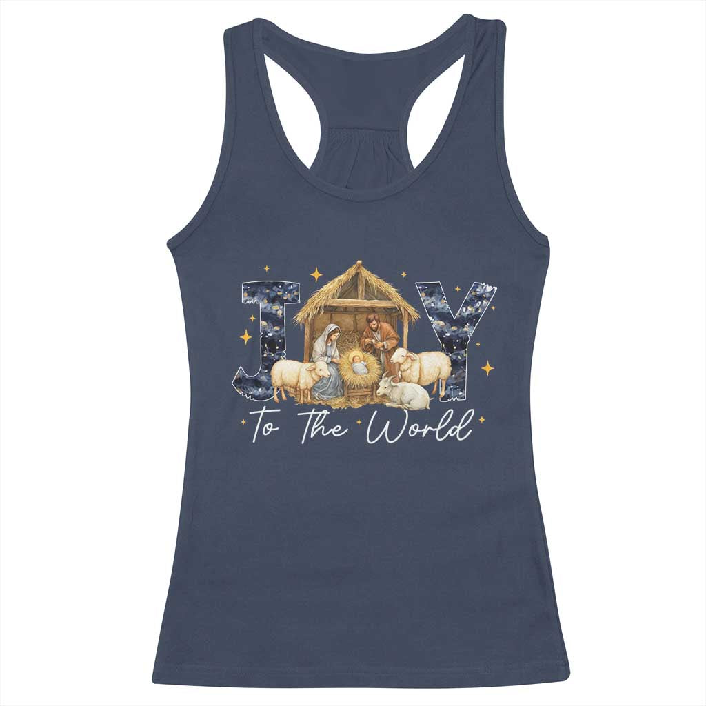 Nativity Scene Racerback Tank Top Christian Christmas Jesus Joy To The World TS10 Navy Print Your Wear