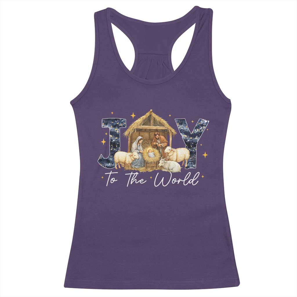 Nativity Scene Racerback Tank Top Christian Christmas Jesus Joy To The World TS10 Purple Print Your Wear
