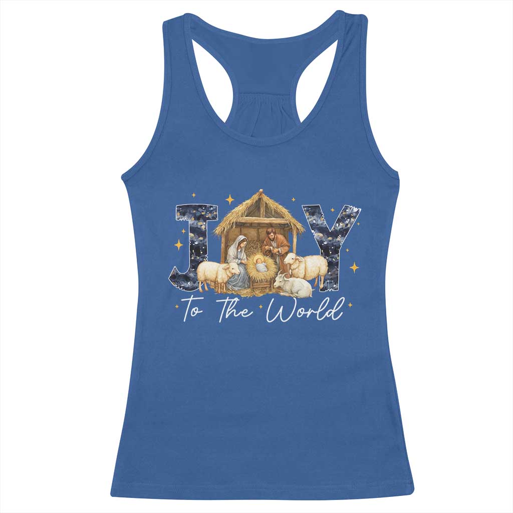 Nativity Scene Racerback Tank Top Christian Christmas Jesus Joy To The World TS10 Royal Blue Print Your Wear
