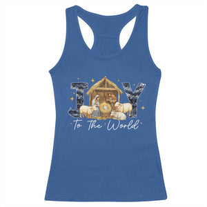 Nativity Scene Racerback Tank Top Christian Christmas Jesus Joy To The World TS10 Royal Blue Print Your Wear